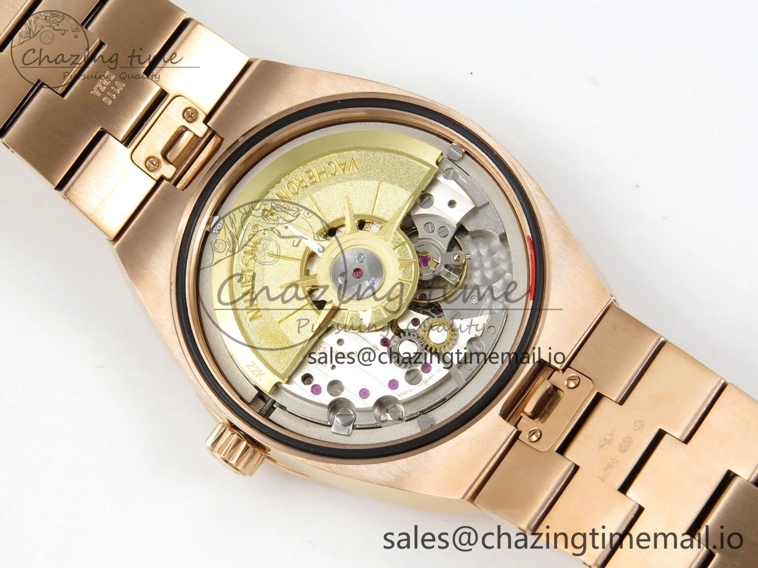 Unisex Overseas 4500V RG ZF 1:1 Best Edition White Dial on RG Bracelet A 9820