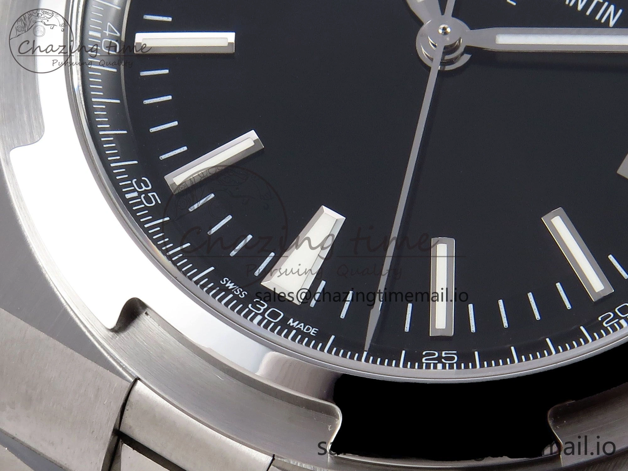 Overseas 4500V SS 8F 1:1 Best Edition Black Dial on SS Bracelet A Vibrant 9838
