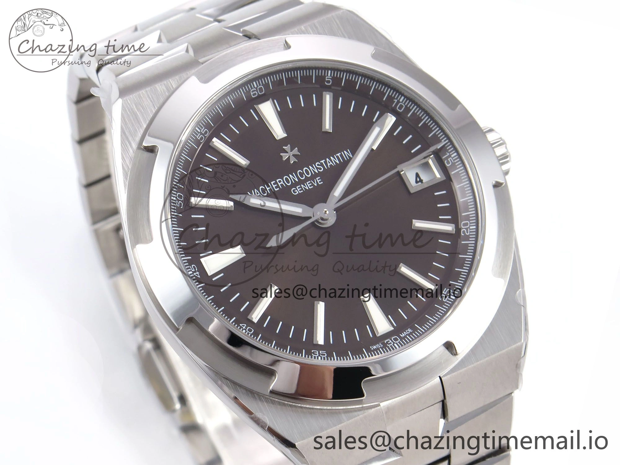 Overseas 4500V SS 8F 1:1 Best Edition Brown Dial on SS Bracelet A Effortless 9836