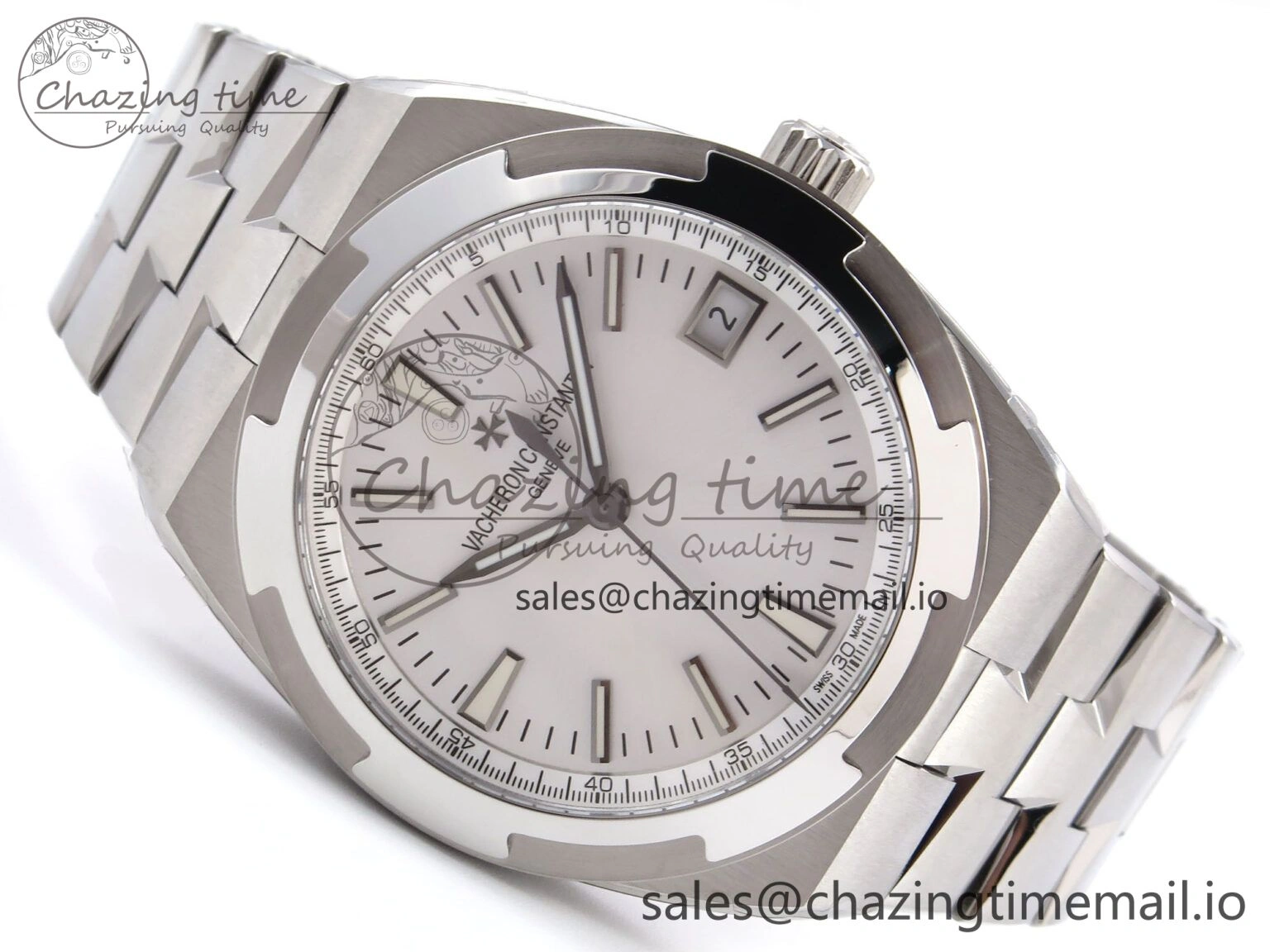 Packable Overseas 4500V SS 8F 1:1 Best Edition White Dial on SS Bracelet A 9837