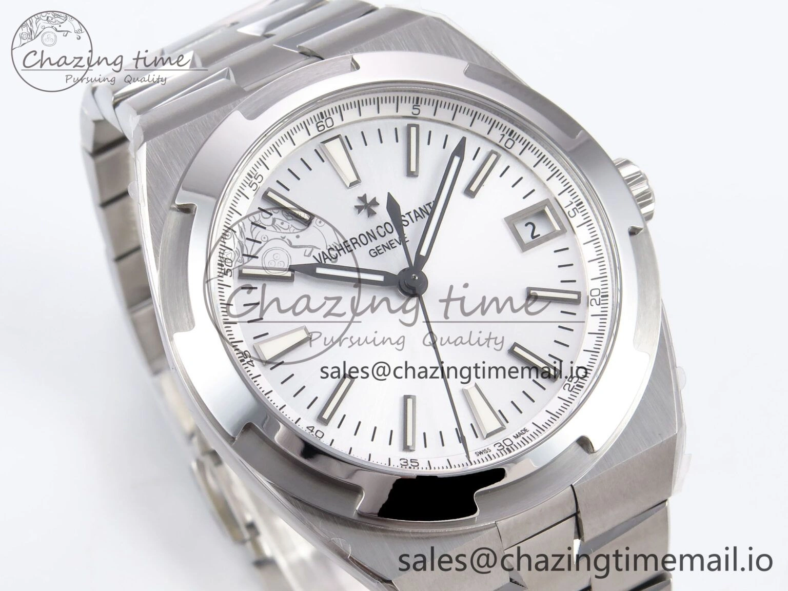 Packable Overseas 4500V SS 8F 1:1 Best Edition White Dial on SS Bracelet A 9837