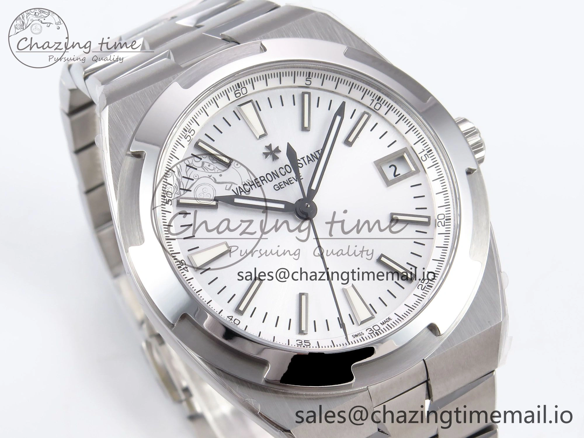 Packable Overseas 4500V SS 8F 1:1 Best Edition White Dial on SS Bracelet A 9837