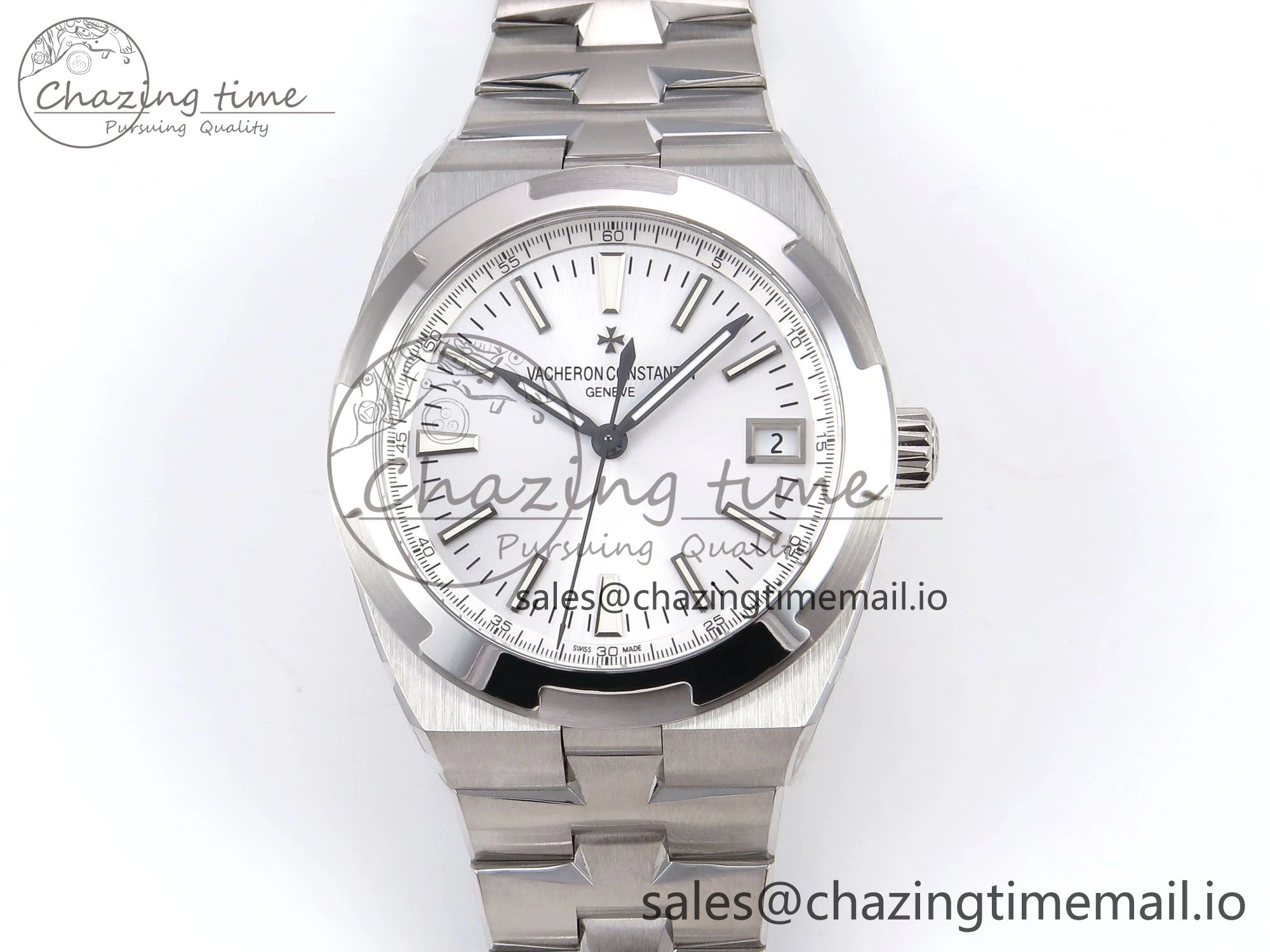 Packable Overseas 4500V SS 8F 1:1 Best Edition White Dial on SS Bracelet A 9837