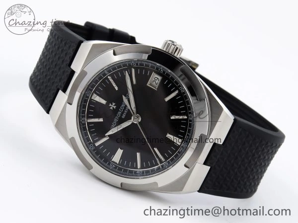 Overseas 4500V SS MKSF 1:1 Best Edition Black Dial on Black Rubber Strap A EasyMatch 9872
