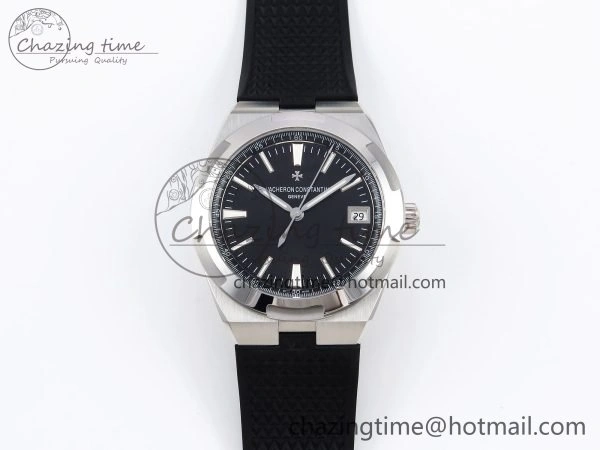 Overseas 4500V SS MKSF 1:1 Best Edition Black Dial on Black Rubber Strap A EasyMatch 9872