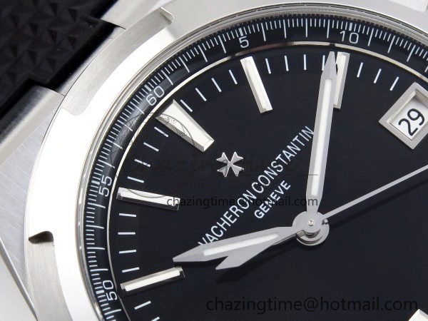 Overseas 4500V SS MKSF 1:1 Best Edition Black Dial on Black Rubber Strap A EasyMatch 9872