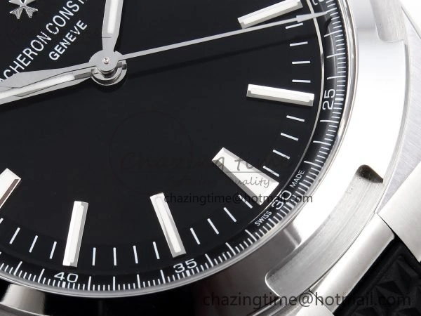 Overseas 4500V SS MKSF 1:1 Best Edition Black Dial on Black Rubber Strap A EasyMatch 9872