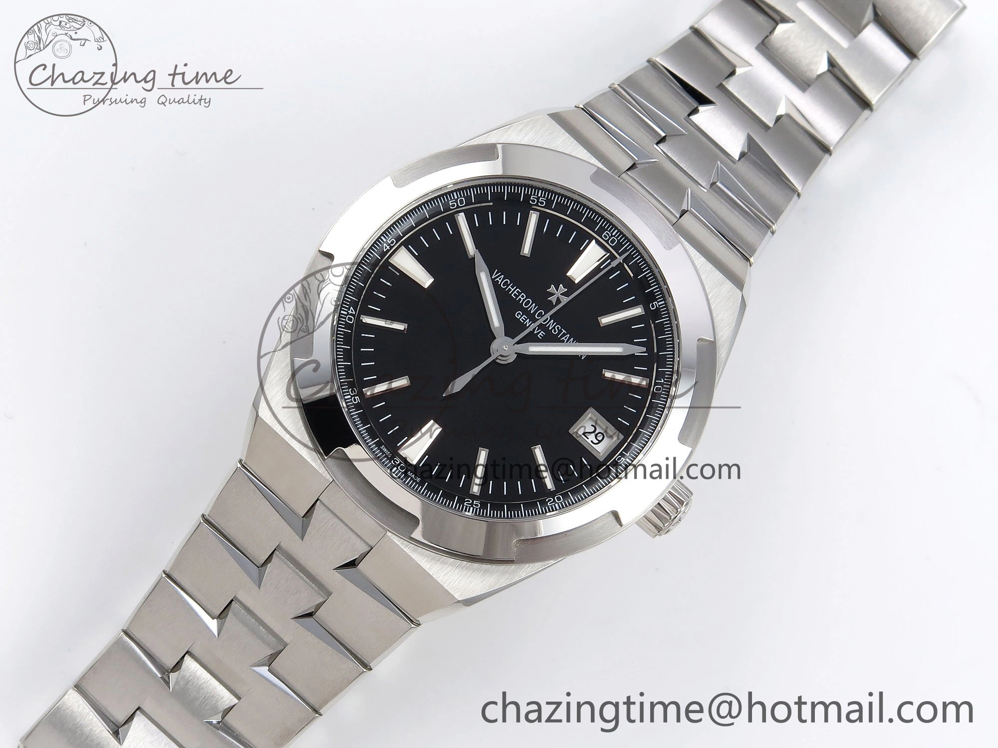 ModernLook Overseas 4500V SS MKSF 1:1 Best Edition Black Dial on SS Bracelet A 9877