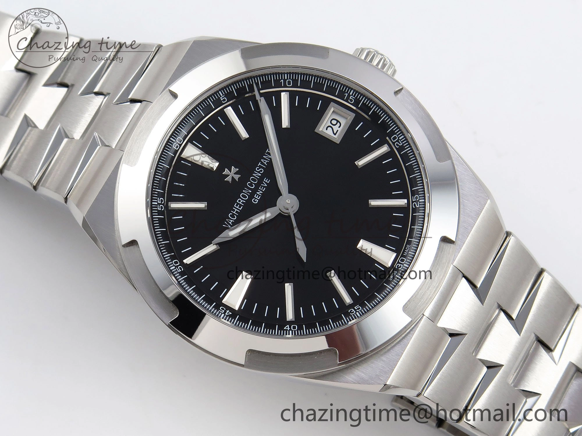 ModernLook Overseas 4500V SS MKSF 1:1 Best Edition Black Dial on SS Bracelet A 9877