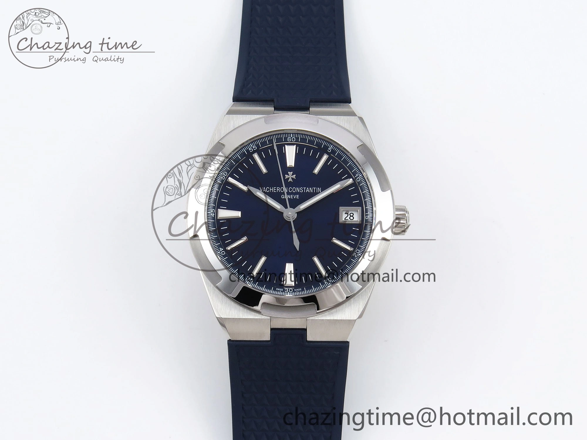Overseas 4500V SS MKSF 1:1 Best Edition Blue Dial on Blue Rubber Strap A Popular 9873