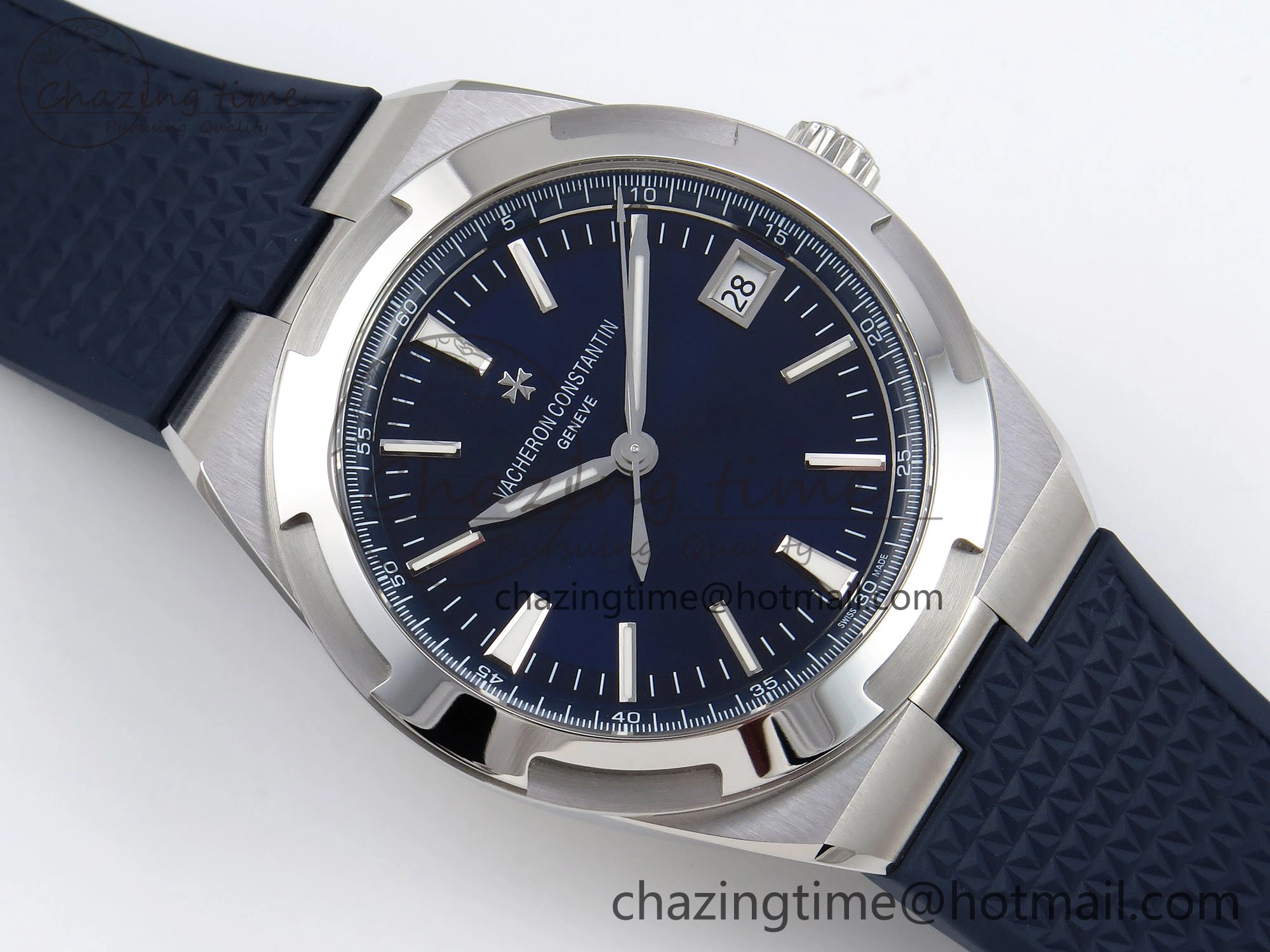 Overseas 4500V SS MKSF 1:1 Best Edition Blue Dial on Blue Rubber Strap A Popular 9873