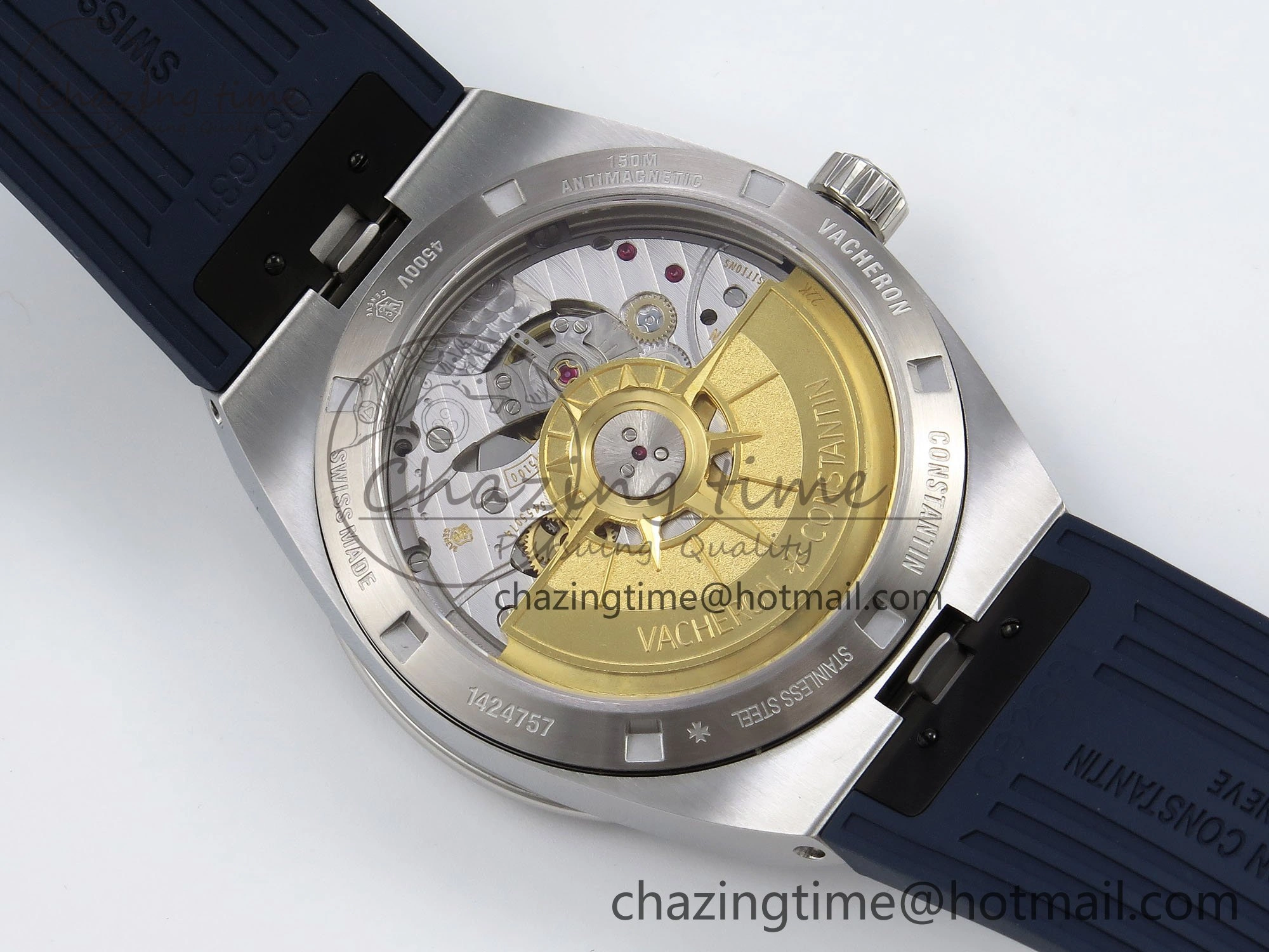 Overseas 4500V SS MKSF 1:1 Best Edition Blue Dial on Blue Rubber Strap A Popular 9873