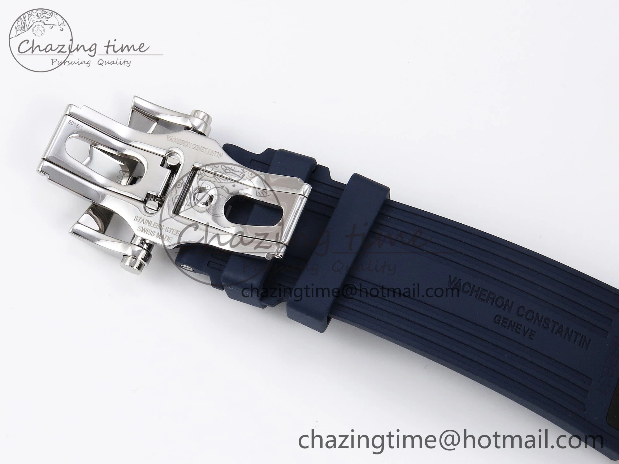 Overseas 4500V SS MKSF 1:1 Best Edition Blue Dial on Blue Rubber Strap A Popular 9873