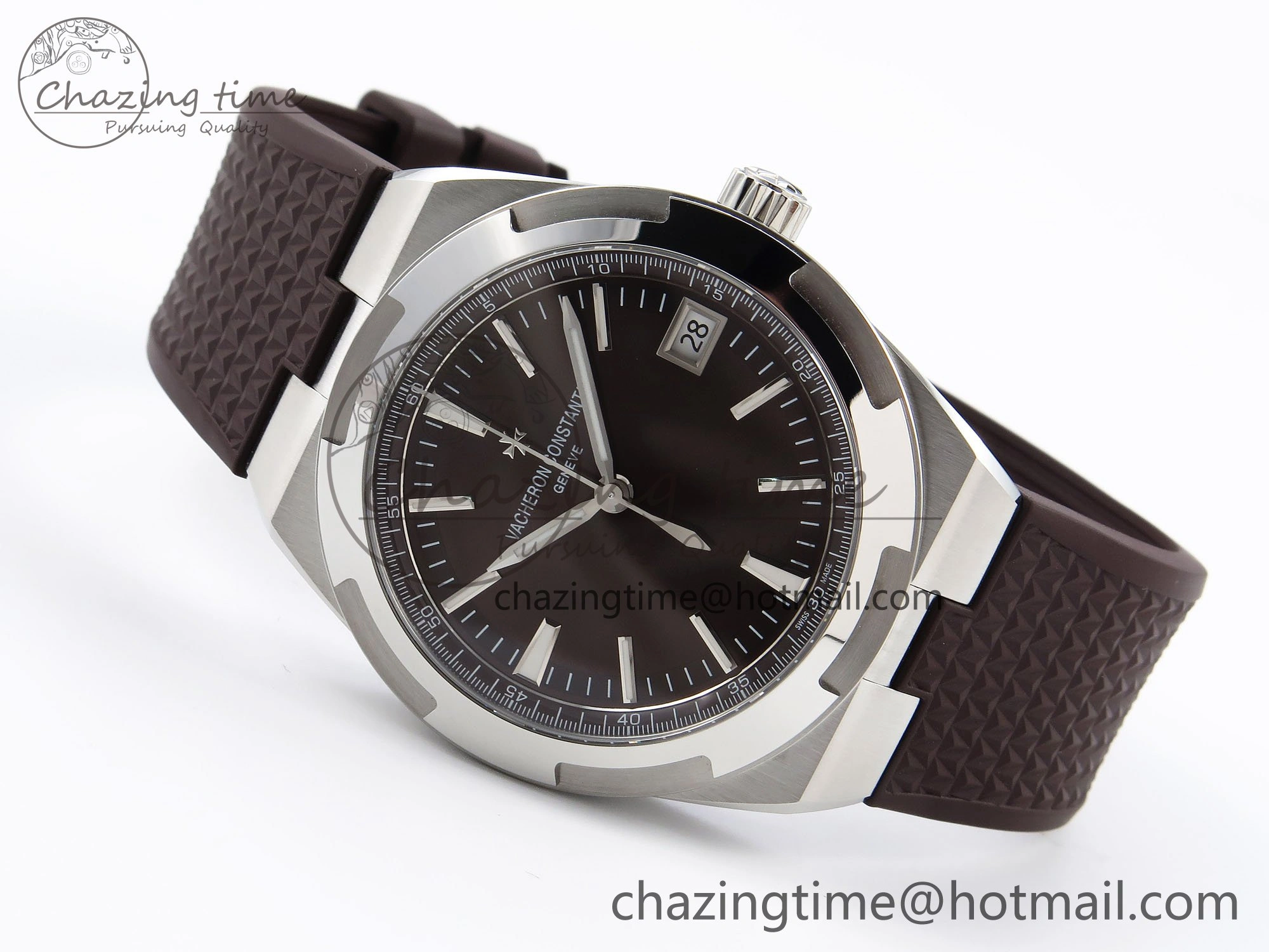 RelaxedFit Overseas 4500V SS MKSF 1:1 Best Edition Brown Dial on Brown Rubber Strap A 9871