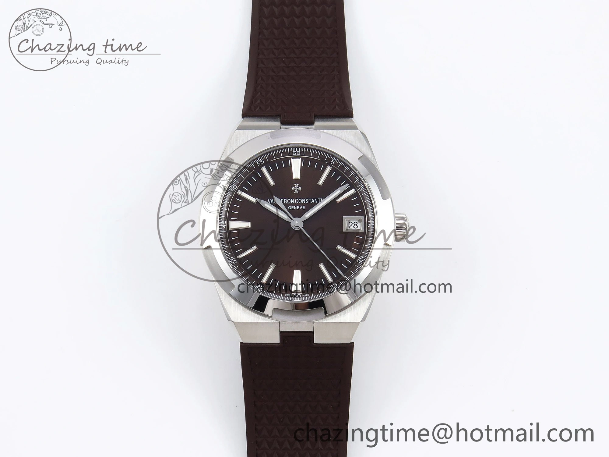 RelaxedFit Overseas 4500V SS MKSF 1:1 Best Edition Brown Dial on Brown Rubber Strap A 9871