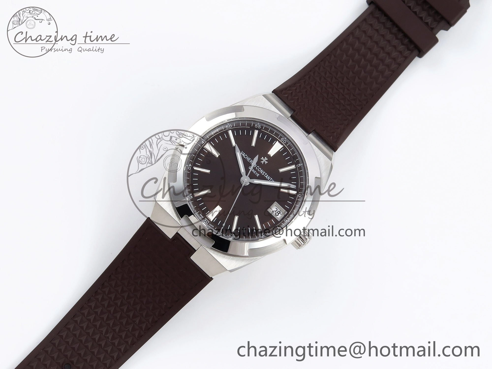 RelaxedFit Overseas 4500V SS MKSF 1:1 Best Edition Brown Dial on Brown Rubber Strap A 9871