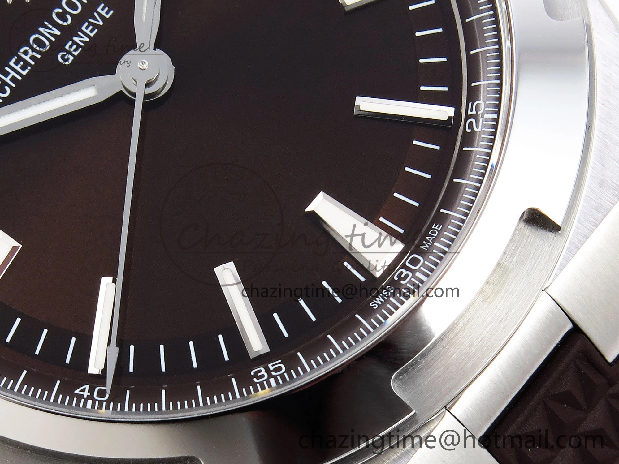 RelaxedFit Overseas 4500V SS MKSF 1:1 Best Edition Brown Dial on Brown Rubber Strap A 9871