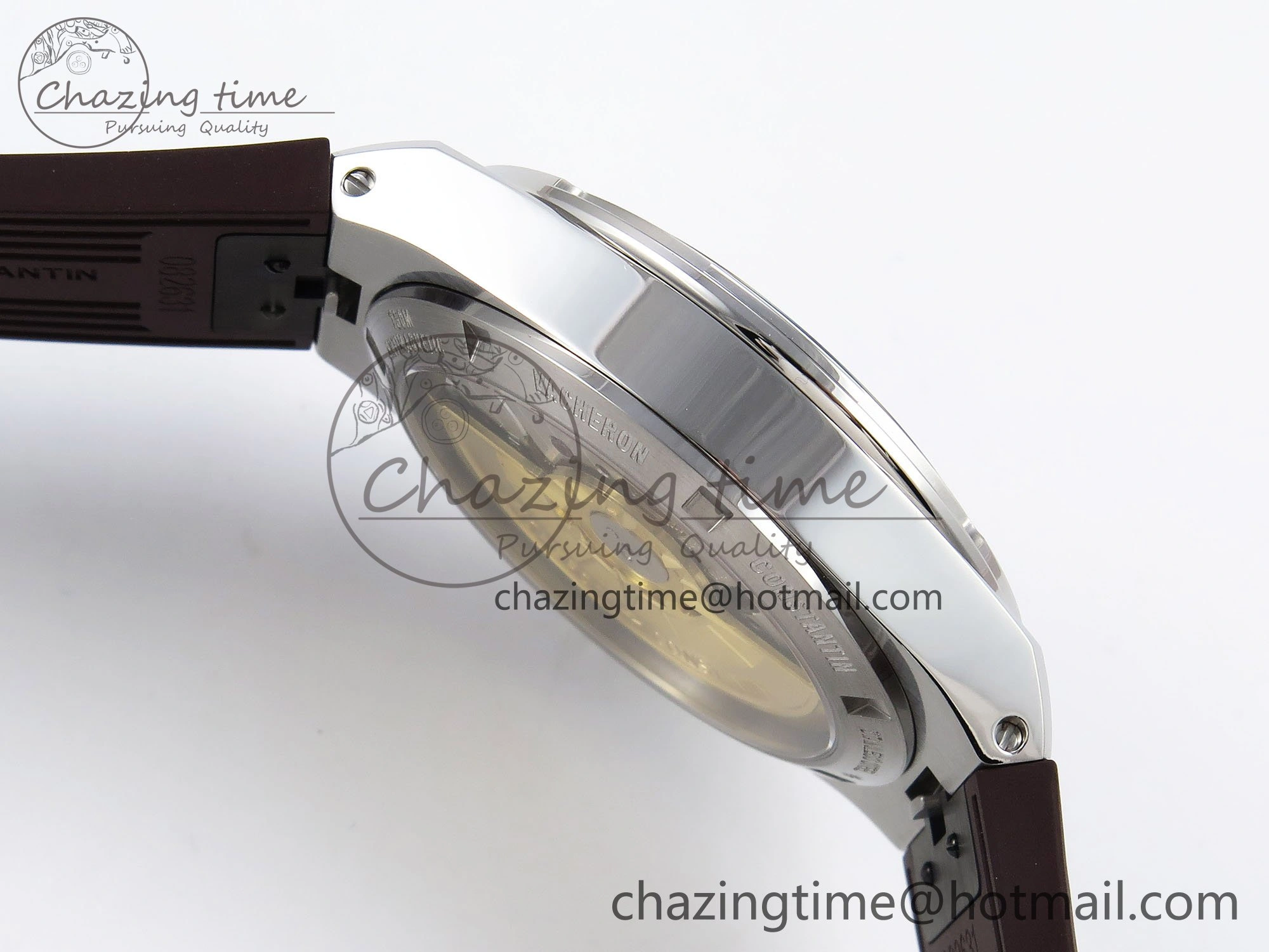 RelaxedFit Overseas 4500V SS MKSF 1:1 Best Edition Brown Dial on Brown Rubber Strap A 9871