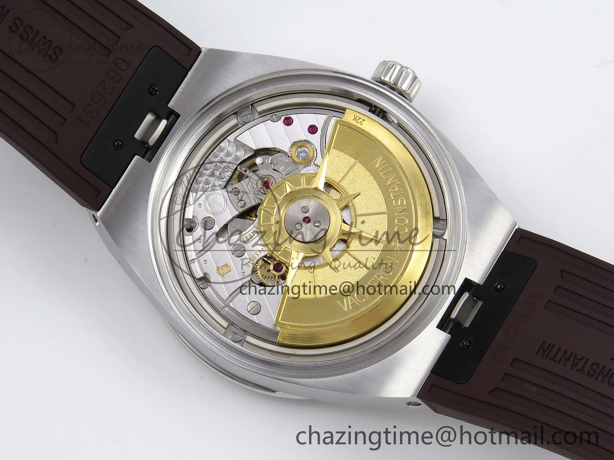 RelaxedFit Overseas 4500V SS MKSF 1:1 Best Edition Brown Dial on Brown Rubber Strap A 9871