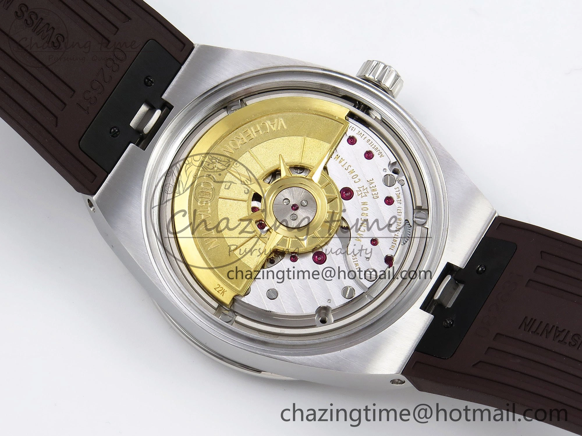 RelaxedFit Overseas 4500V SS MKSF 1:1 Best Edition Brown Dial on Brown Rubber Strap A 9871