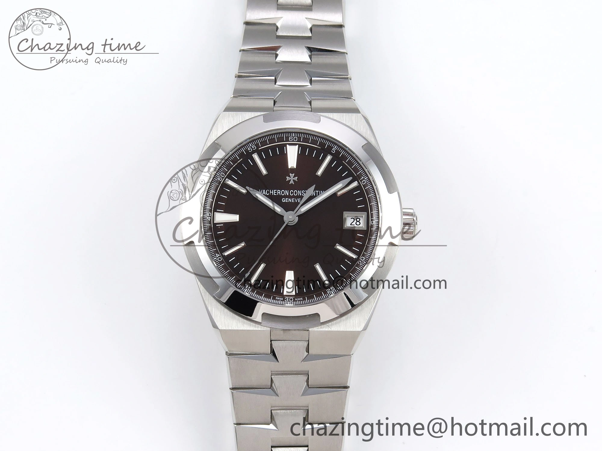 Overseas 4500V SS MKSF 1:1 Best Edition Brown Dial on SS Bracelet A Functional 9879