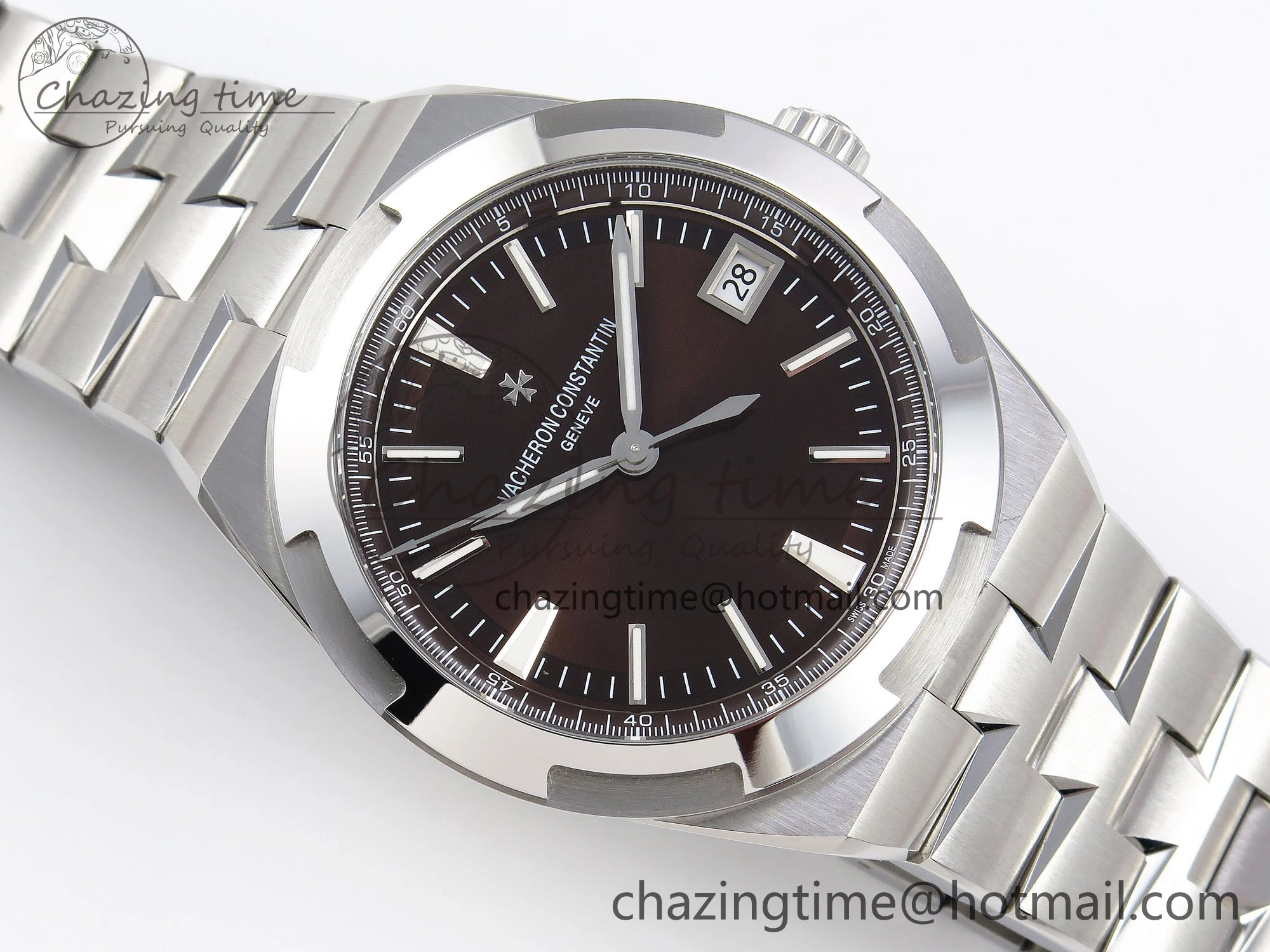 Overseas 4500V SS MKSF 1:1 Best Edition Brown Dial on SS Bracelet A Functional 9879
