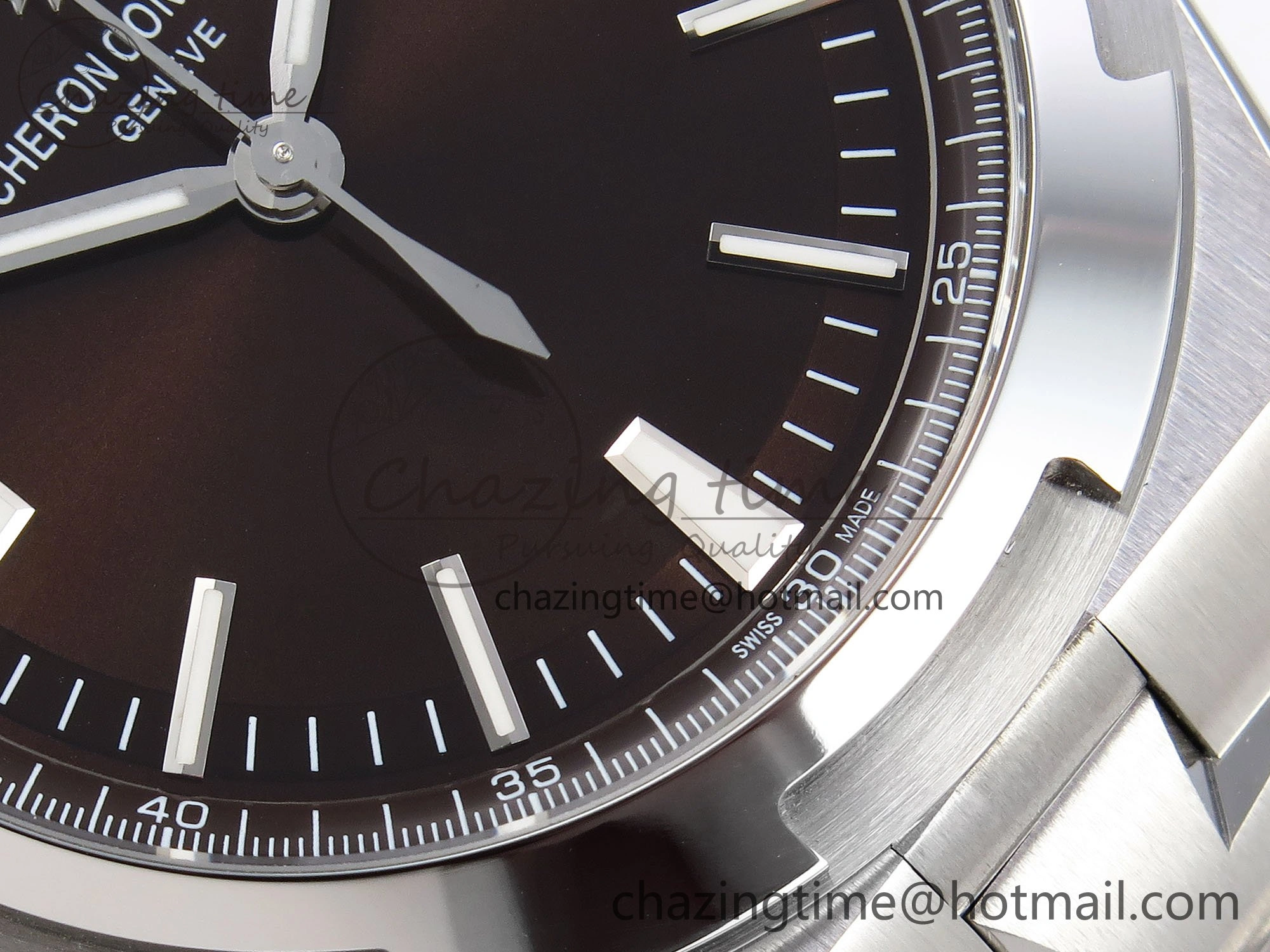 Overseas 4500V SS MKSF 1:1 Best Edition Brown Dial on SS Bracelet A Functional 9879