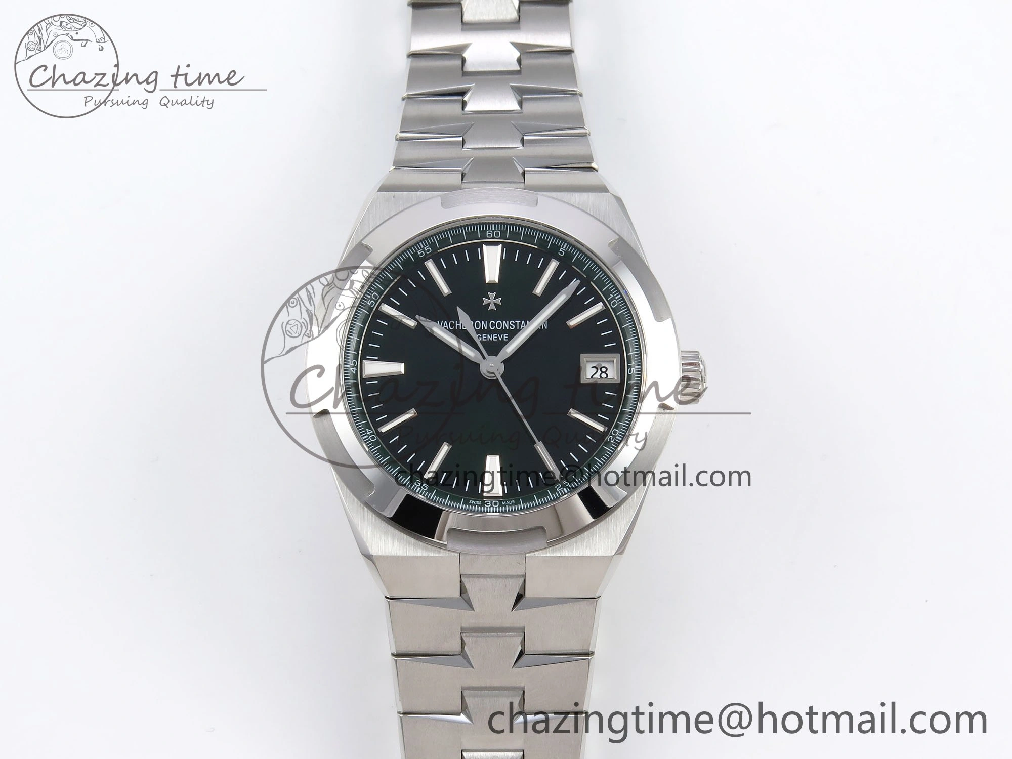 Overseas 4500V SS MKSF 1:1 Best Edition Green Dial on SS Bracelet A OdorResistant 9876
