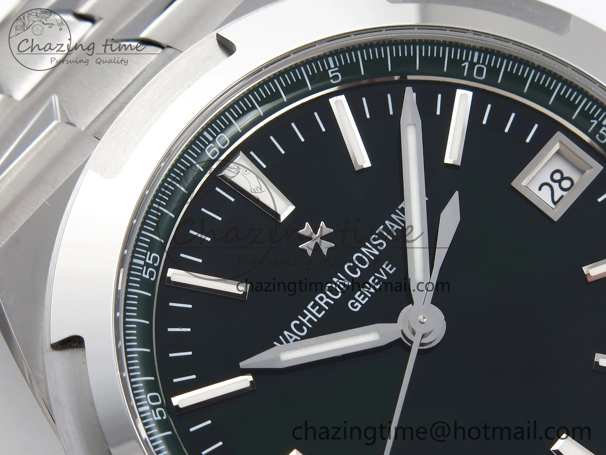 Overseas 4500V SS MKSF 1:1 Best Edition Green Dial on SS Bracelet A OdorResistant 9876