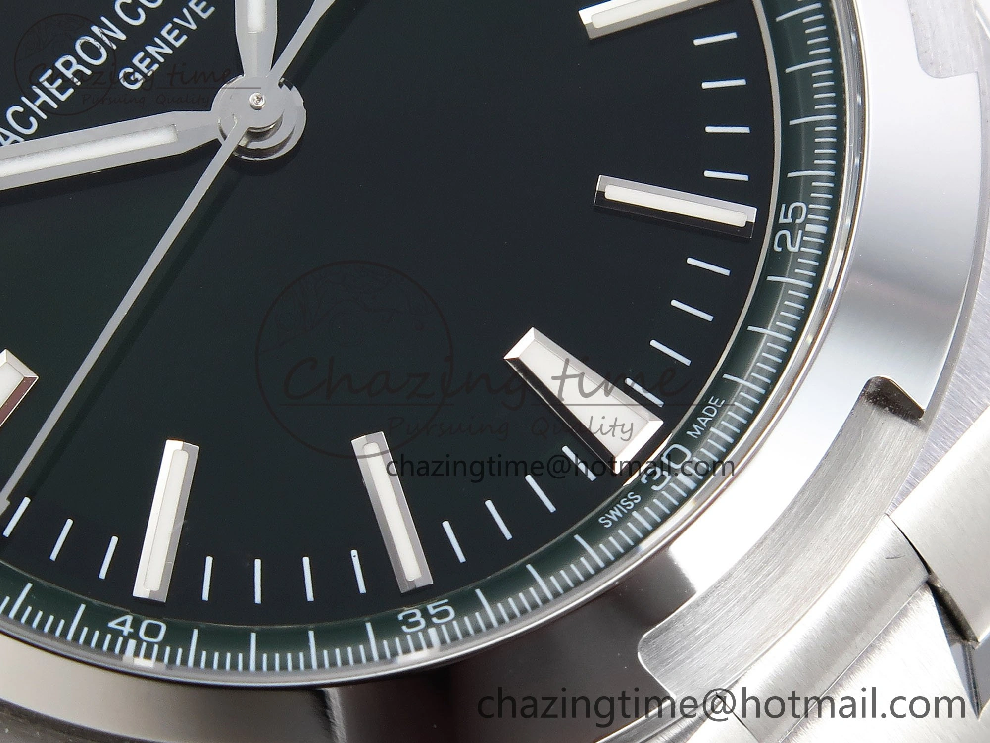 Overseas 4500V SS MKSF 1:1 Best Edition Green Dial on SS Bracelet A OdorResistant 9876