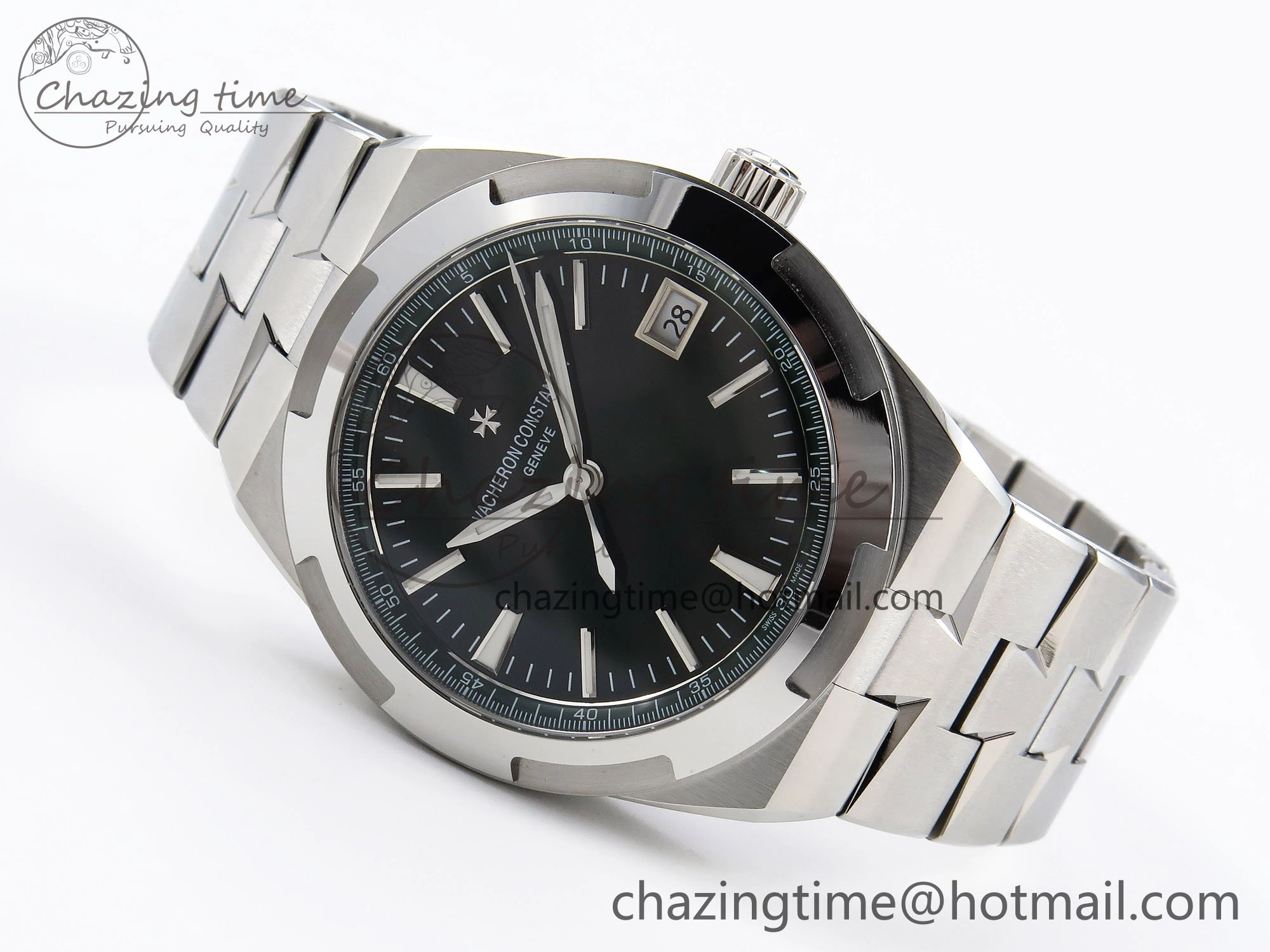 Overseas 4500V SS MKSF 1:1 Best Edition Green Dial on SS Bracelet A OdorResistant 9876