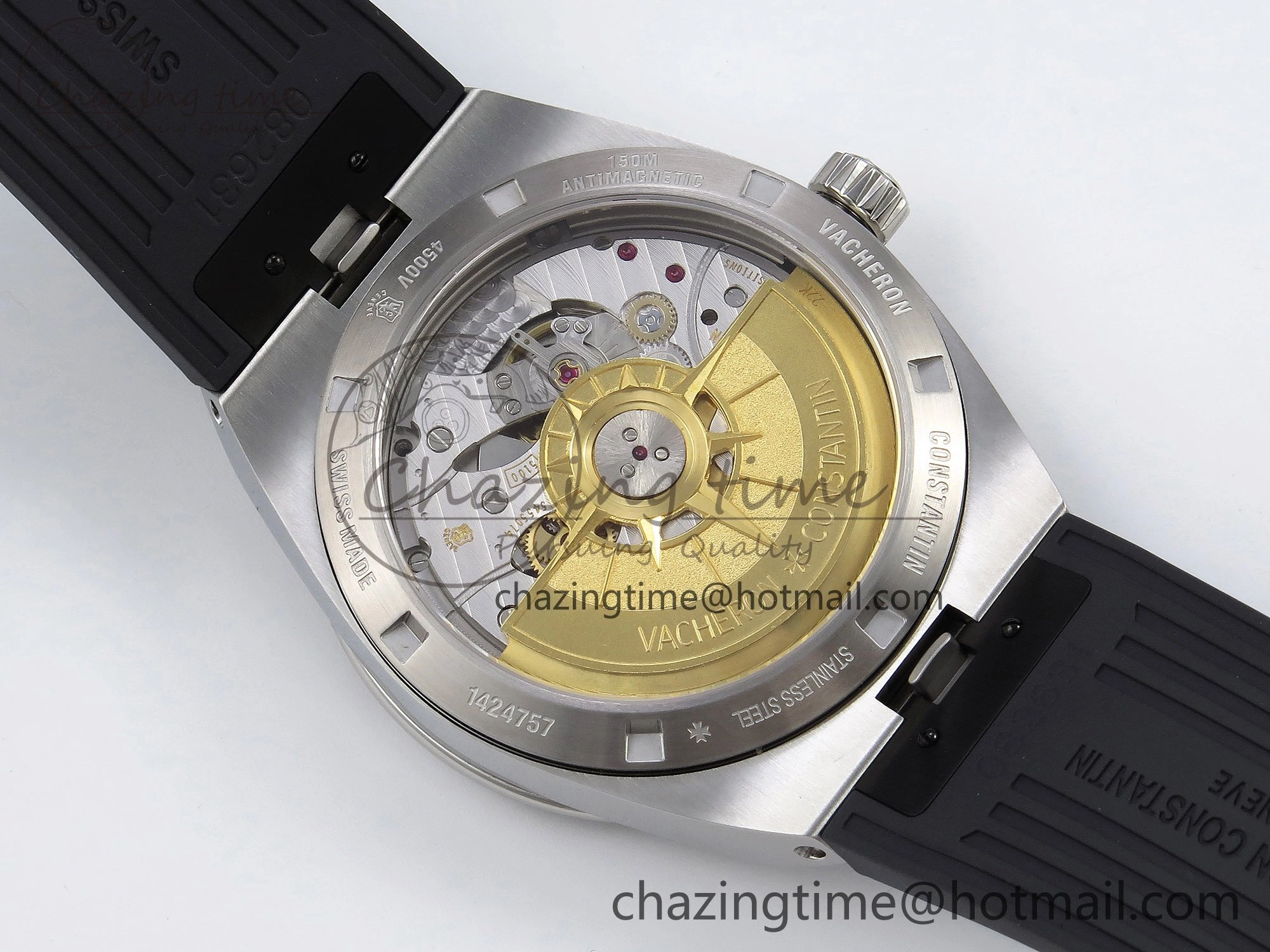 Overseas 4500V SS MKSF 1:1 Best Edition White Dial on Black Rubber Strap A BestValue 9874