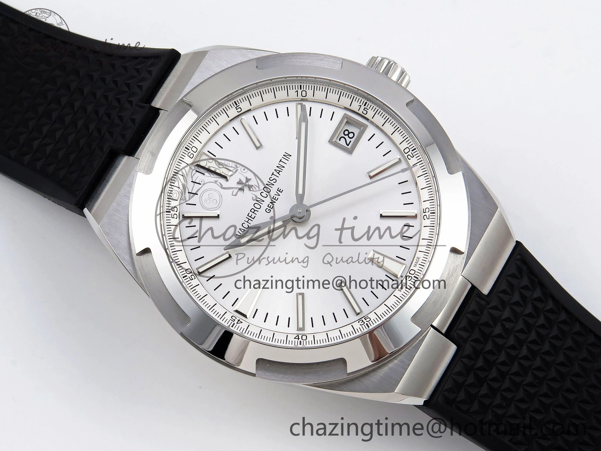 Overseas 4500V SS MKSF 1:1 Best Edition White Dial on Black Rubber Strap A BestValue 9874