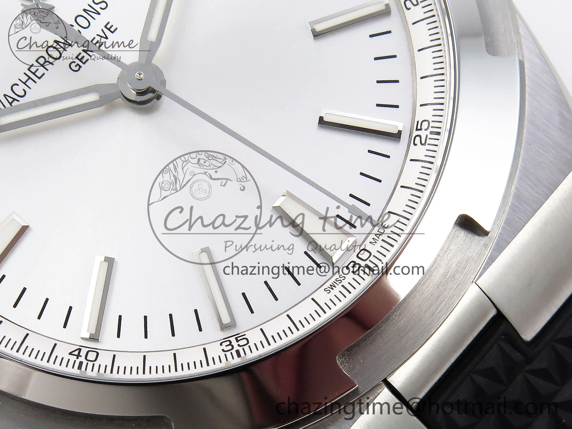 Overseas 4500V SS MKSF 1:1 Best Edition White Dial on Black Rubber Strap A BestValue 9874
