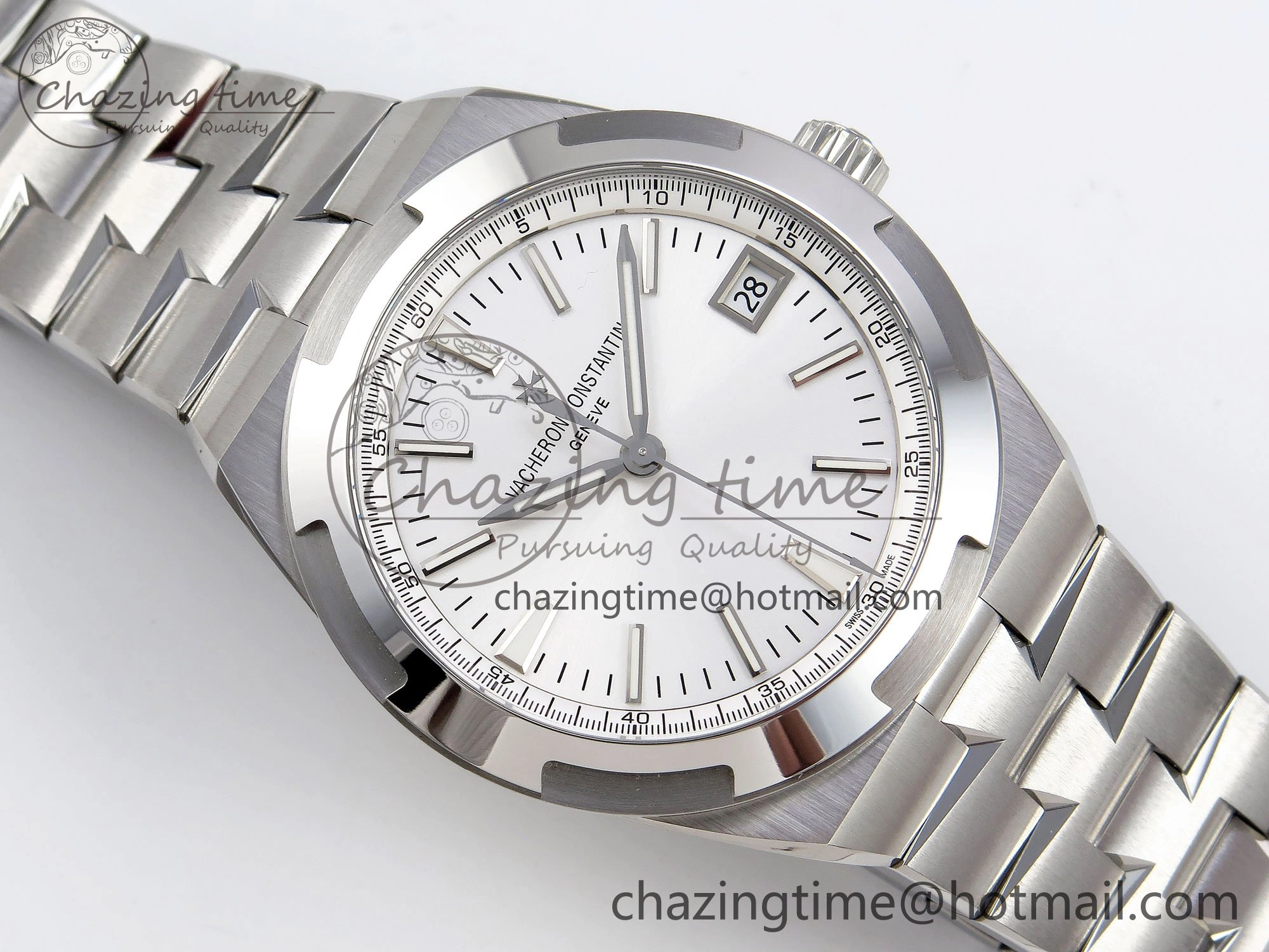 Overseas 4500V SS MKSF 1:1 Best Edition White Dial on SS Bracelet A FlexibleFit 9875