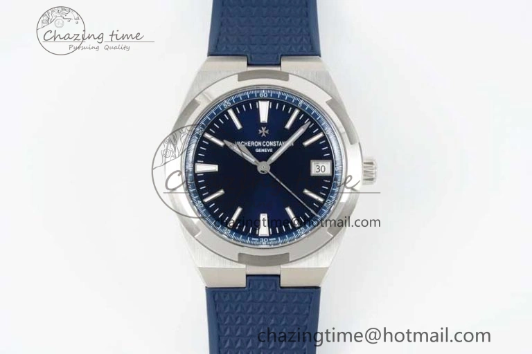 Seasonal Overseas 4500V SS ZF 1:1 Best Edition Blue Dial on Blue Rubber Strap A 9898