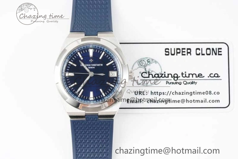 Seasonal Overseas 4500V SS ZF 1:1 Best Edition Blue Dial on Blue Rubber Strap A 9898