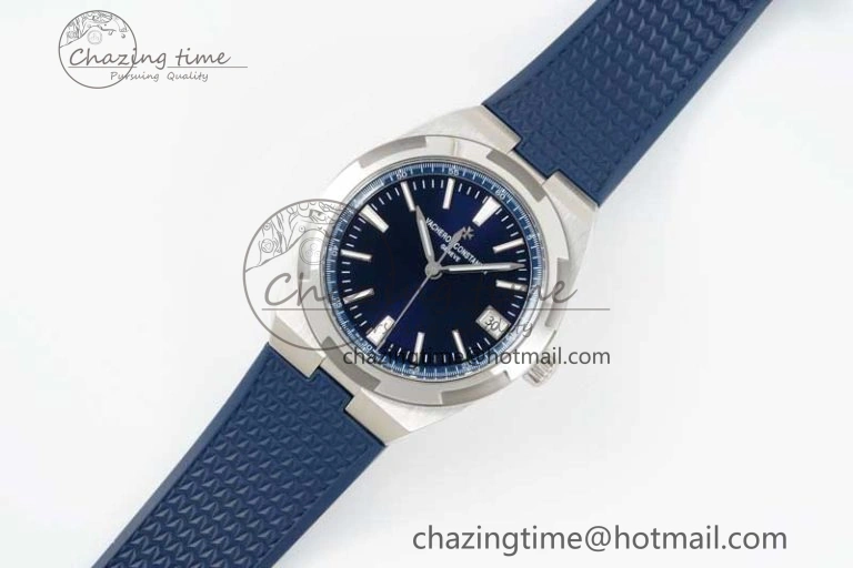 Seasonal Overseas 4500V SS ZF 1:1 Best Edition Blue Dial on Blue Rubber Strap A 9898