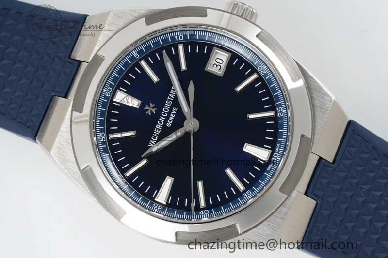 Seasonal Overseas 4500V SS ZF 1:1 Best Edition Blue Dial on Blue Rubber Strap A 9898