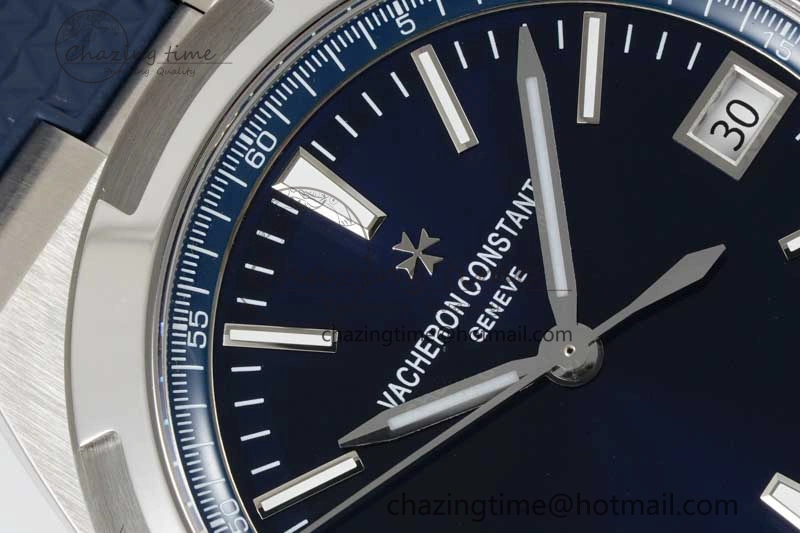 Seasonal Overseas 4500V SS ZF 1:1 Best Edition Blue Dial on Blue Rubber Strap A 9898