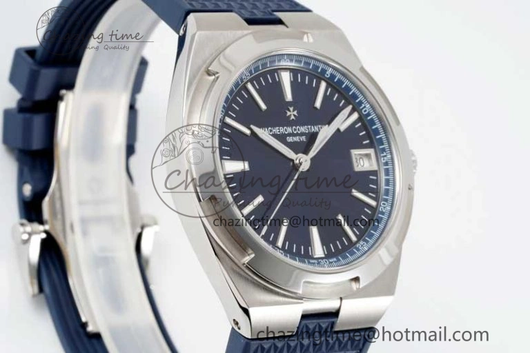 Seasonal Overseas 4500V SS ZF 1:1 Best Edition Blue Dial on Blue Rubber Strap A 9898