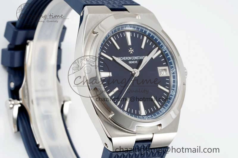 Seasonal Overseas 4500V SS ZF 1:1 Best Edition Blue Dial on Blue Rubber Strap A 9898