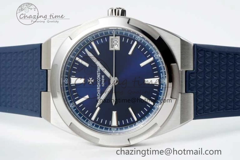 Seasonal Overseas 4500V SS ZF 1:1 Best Edition Blue Dial on Blue Rubber Strap A 9898