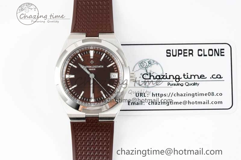 BestValue Overseas 4500V SS ZF 1:1 Best Edition Brown Dial on Brown Rubber Strap A 9896