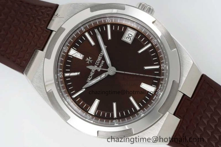 BestValue Overseas 4500V SS ZF 1:1 Best Edition Brown Dial on Brown Rubber Strap A 9896