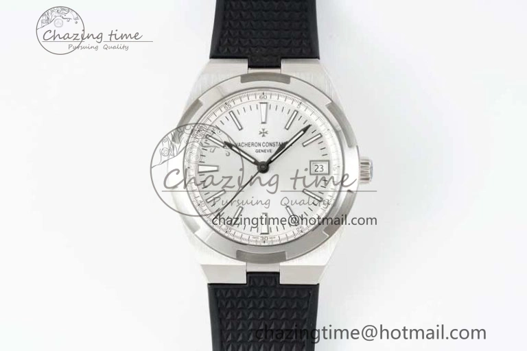 Overseas 4500V SS ZF 1:1 Best Edition Silver Dial on Black Rubber Strap A SoftTouch 9895