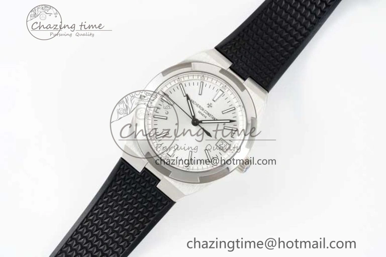 Overseas 4500V SS ZF 1:1 Best Edition Silver Dial on Black Rubber Strap A SoftTouch 9895