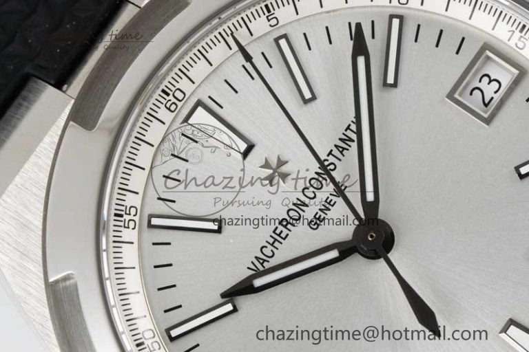 Overseas 4500V SS ZF 1:1 Best Edition Silver Dial on Black Rubber Strap A SoftTouch 9895