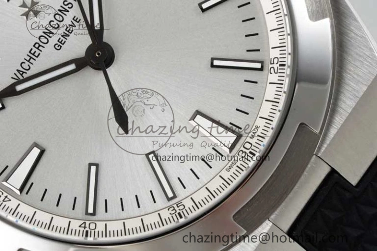 Overseas 4500V SS ZF 1:1 Best Edition Silver Dial on Black Rubber Strap A SoftTouch 9895