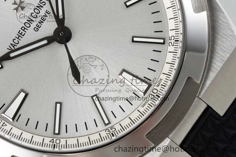 Overseas 4500V SS ZF 1:1 Best Edition Silver Dial on Black Rubber Strap A SoftTouch 9895